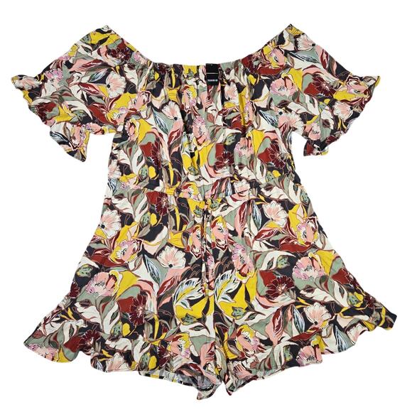 Torrid Sz 4XL Wom Romper Short Sleeve Tropical Floral Print Pockets Spring Break - Picture 2 of 13